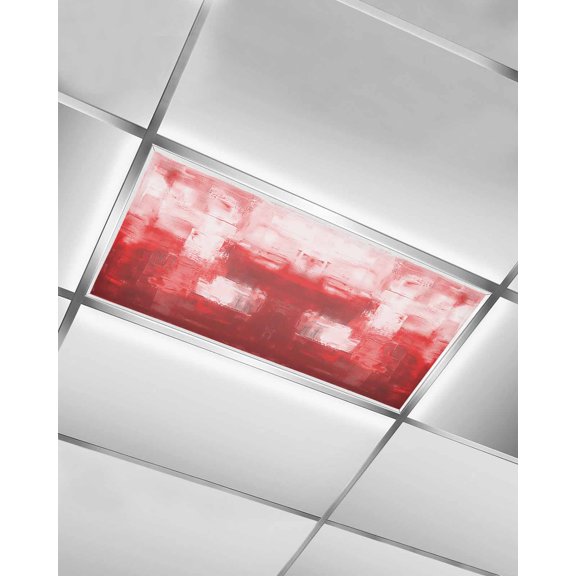 Red Fluorescent Light Covers for Ceiling Lights 4x2 feet,1 Pack Magnetic Light Filters for Classroom,Modern White Oil Painting Art Abstract Fluorescent Light Shade Panel for Office School Drop Home