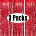thumbnail image 1 of Red Foil Fringe Curtain, Metallic Photo Booth Backdrop Tinsel Door Curtains for Wedding Birthday Bridal Shower Baby Shower Bachelorette Christmas Party Decorations(3 Pack, 6.56ft x 3.28ft), 1 of 6