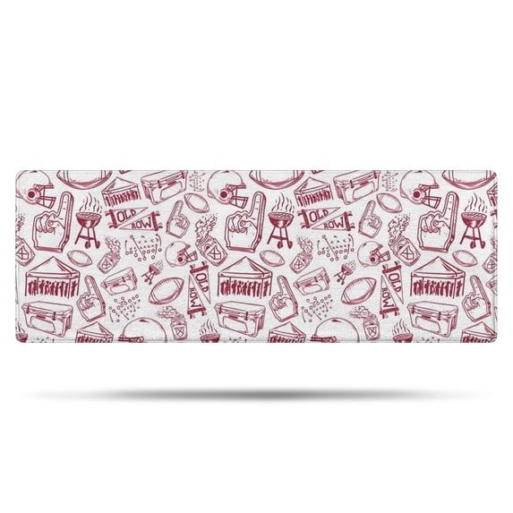 Red Football Event Elements Pattern Bathroom Rugs Mat,Non Slip Microfiber Bathroom Rug,Rubber Backing,Soft Bathroom Mats for Bathroom Floor,Tub and Shower,47x17in(120x43cm)