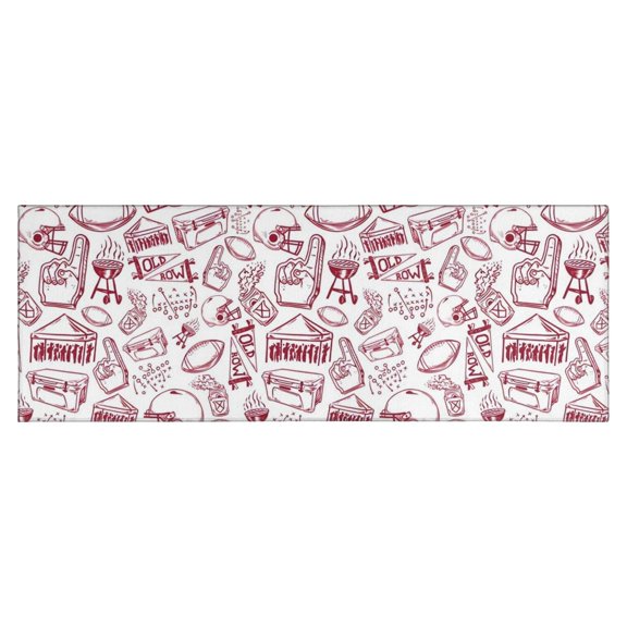 Red Football Event Elements Pattern Kitchen Rug Mat,Kitchen Runner Rugs Non Skid Washable,Decorative Kitchen Floor Mats for Kitchen,Sink,Laundry,17"X47"