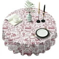 thumbnail image 1 of Red Football Event Elements Pattern Round Tablecloth 60"x60",Wrinkle Wipeable Table Cloth for Kitchen Dining Room Picnic Patio Party, 1 of 6