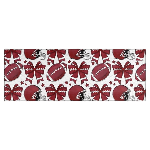 Red Football Helmets with Bows Pattern Kitchen Rug Mat,Kitchen Runner Rugs Non Skid Washable,Decorative Kitchen Floor Mats for Kitchen,Sink,Laundry,17"X47"