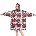 thumbnail image 1 of Red Football Helmets with Bows Pattern Wearable Oversized Blanket,Wearable Blanket Hoodie for Adults,Cozy Hooded Blankets with Super Pockets,Super Warm Fuzzy Pullover for Women & Men, 1 of 6
