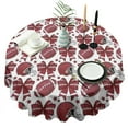 thumbnail image 1 of Red Football Helmets with Bows Pattern Round Tablecloth 60"x60",Wrinkle Wipeable Table Cloth for Kitchen Dining Room Picnic Patio Party, 1 of 6