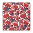 thumbnail image 1 of Red Footballs on Blue Pattern Square Fitted Tablecloth with Elastic Edge,Square Table Cover,Washable Elastic Table Cover for Home Kitchen Party Decor 34"x34", 1 of 6