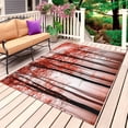 thumbnail image 1 of Red Forest Outdoor Rug for Patio/Deck/Porch, Non-Slip Large Area Rug 5 x 8 Ft, Mysterious Tree Autumn Botanical Farmhouse Indoor Outdoor Rugs Washable Area Rugs, Reversible Camping Rug Carpet Runner, 1 of 8