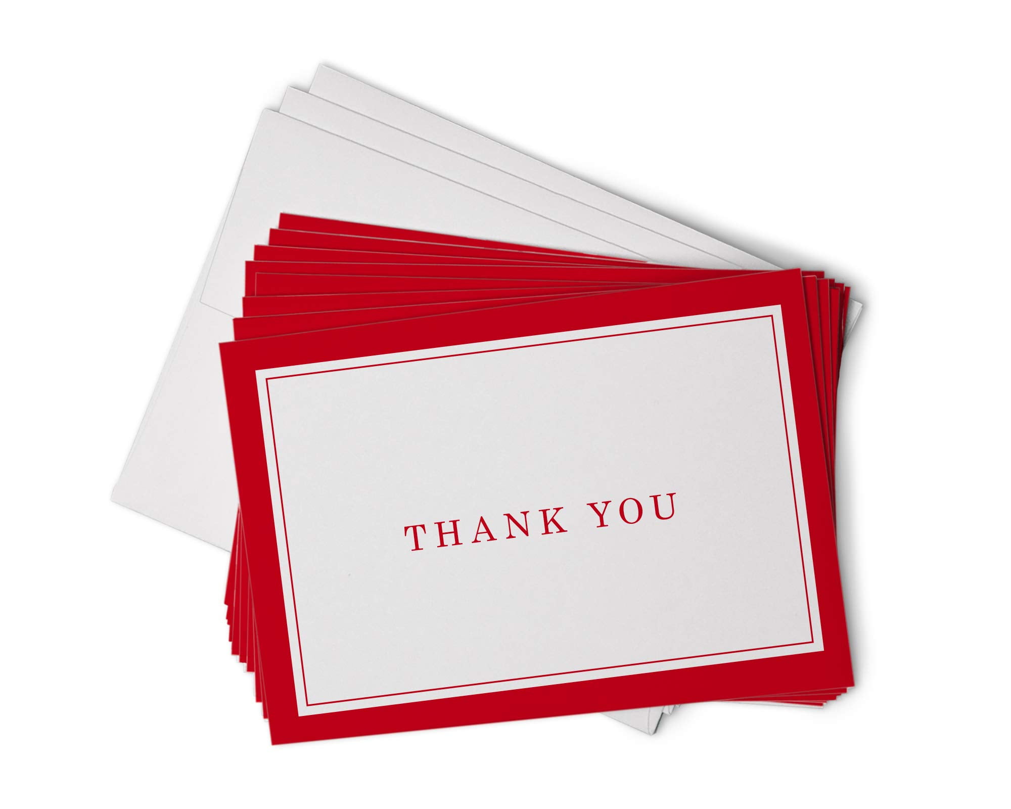 Hill Valley Greetings Red Striped Thank You Cards - 48 Classic Note Cards With Envelopes For Business & Events