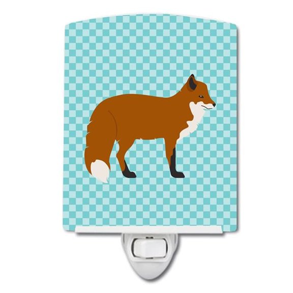 Red Fox Blue Check Ceramic Night Light