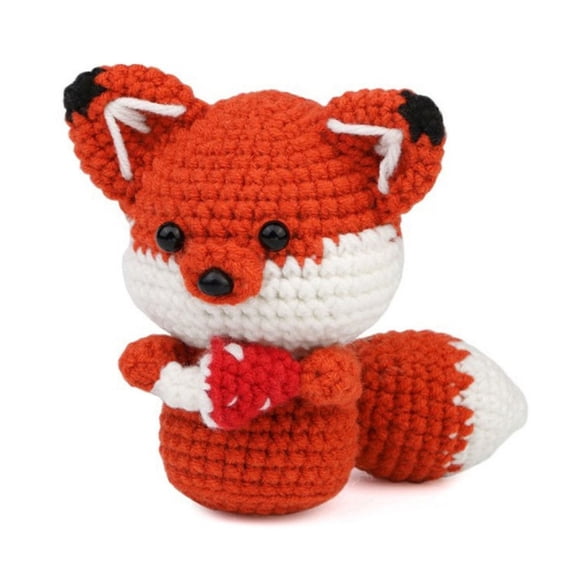 Red Fox Crochet Kit for Beginners, DIY Handmade Plush Animal Craft Set with Yarn, Crochet Hooks, Step-by-Step Video & Printed Guide, Cozy Home Craft Activity Gift Set