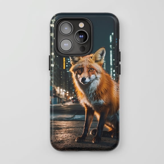Red Fox For All iPhone Series Tough Phone Case Realistic Wildlife Urban Night Dark Orange