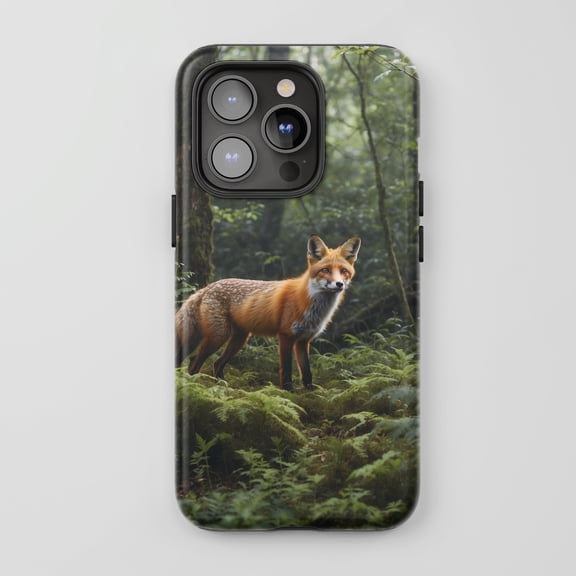 Red Fox Forest For All iPhone Series Protective Phone Case Nature Photography Green Orange