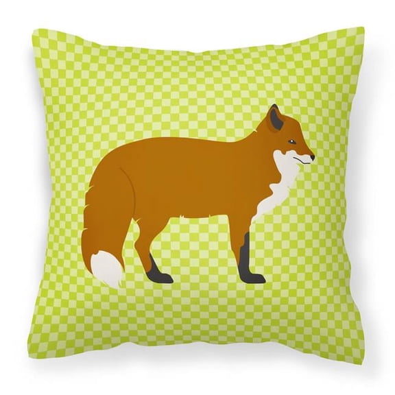 Red Fox Green Fabric Decorative Pillow - 14 x 14 in.