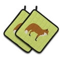 thumbnail image 1 of Red Fox Green Pair of Pot Holders - Green, 1 of 1