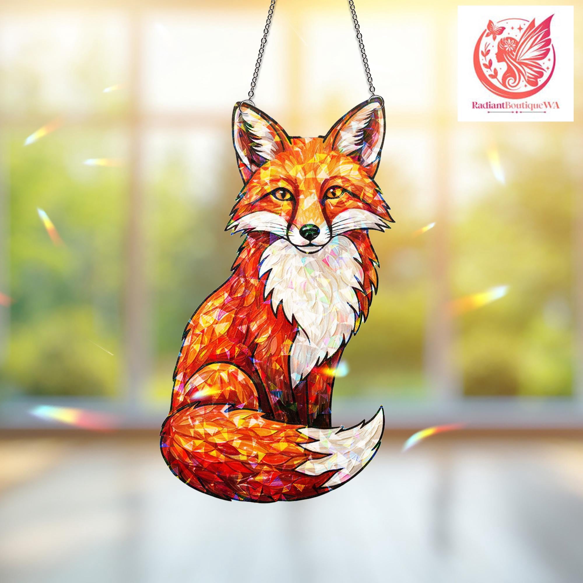 Fox Window Red Fox Hologram Acrylic Suncatcher Woodland Animal Window Hanging ...