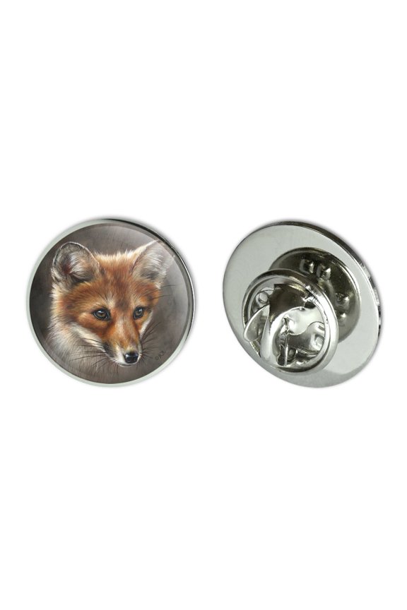 Red Fox Kit Portrait Metal 0.75" Lapel Hat Pin Tie Tack Pinback