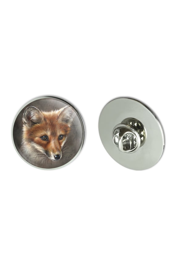 Red Fox Kit Portrait Metal 1.1" Tie Tack Hat Lapel Pin Pinback