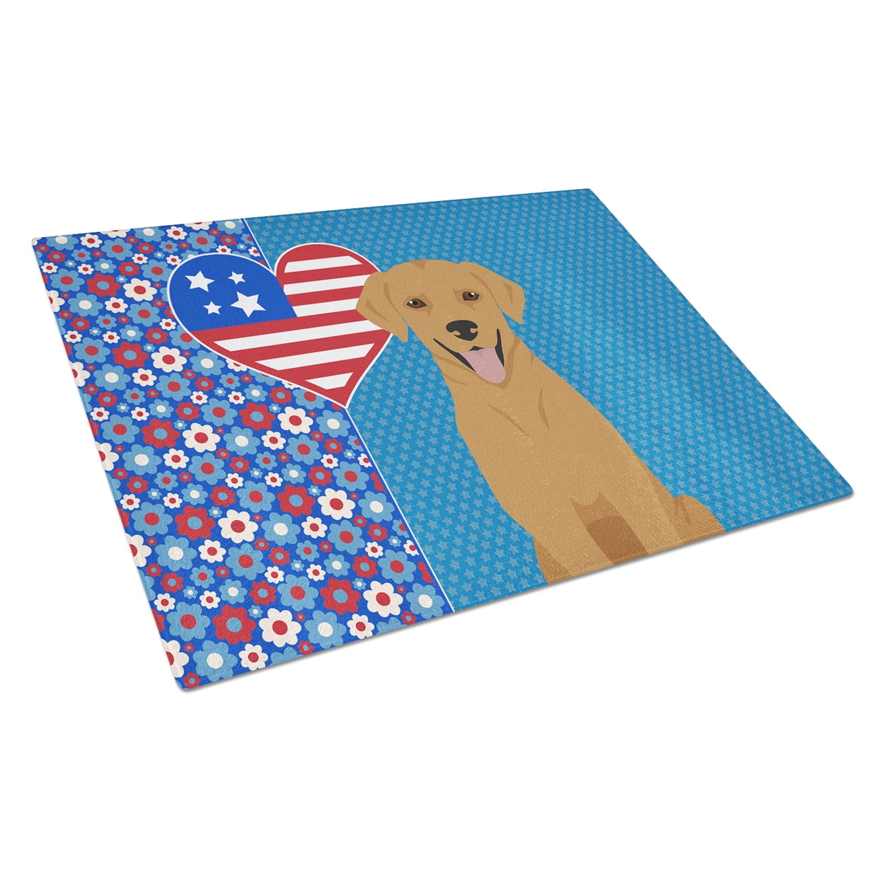 Red Fox Labrador Retriever Glass Cutting Board Large 12 in x 15 in