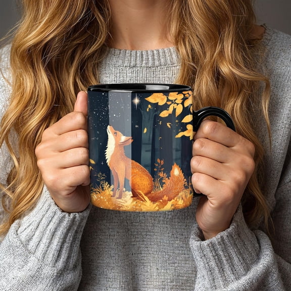 Red Fox Looking at Night Skies, Moon and Stars, Woodland Creatures Cup, Wildlife Lover Gift, Campfire Mug, Outdoor Adventure Mug, foxes