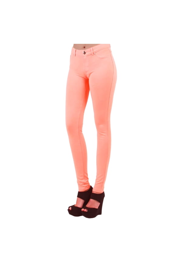 Peach Blush Pink Skinny Jeggings, Casual Dress Pants, Super Comfy Moleton Stretch Legging Cotton Yoga Pants for Tall Women