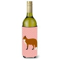 thumbnail image 1 of Red Fox Pink Check Wine Bottle Beverge Insulator Hugger, 1 of 1