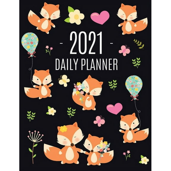 Red Fox Planner 2021: Funny Animal Planner Calendar Organizer Artistic January - December 2021 Agenda Scheduler Cute Lar, (Paperback)