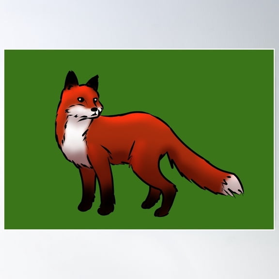 Red Fox Poster Wall Art, Modern Wall Decor For Living Room Bedroom, 24x36 UNFRAMED