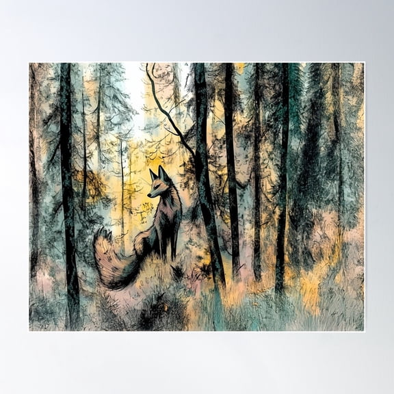 Red Fox Poster Wall Art, Modern Wall Decor For Living Room Bedroom, 8x12 UNFRAMED
