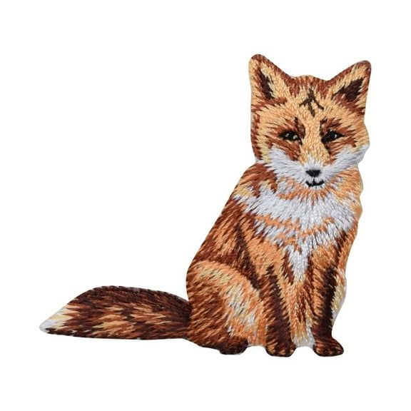 Red Fox - Sitting - Natural Animal- Embroidered Patch/ Iron on Applique