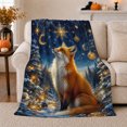 thumbnail image 1 of Red Fox Snowy Forest Under Golden Moon Magical, Festive Holiday Scene, Warm Flannel Blanket for Cabin and Lodge, Art Lovers Housewarming Gift, Festive Home Decor, 1 of 9