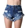 thumbnail image 1 of Red Fox Summer Sexy High Waisted Frayed Fringe Ripped Destroyed Denim Jean Shorts for Women, 1 of 7