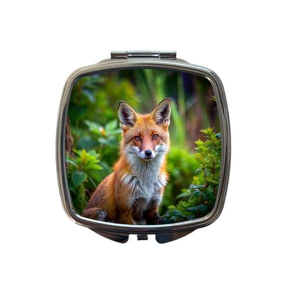Red Fox Travel Makeup Handbag Purse Small Pocket Compact Mirror