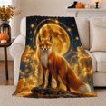 thumbnail image 1 of Red Fox Under Golden Moon Mystical Night Scene Calm Celestial Style Kids Christmas Gift Soft Flannel Blanket For Living Room Bedroom Home Decor, 1 of 9