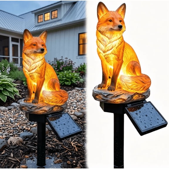 Red Fox Waterproof Solar Powered Garden Landscape Stake Light Outdoor Pathway Lights Solar Fox Garden Statue Yard Art Decor For Walkway And Flowerbed