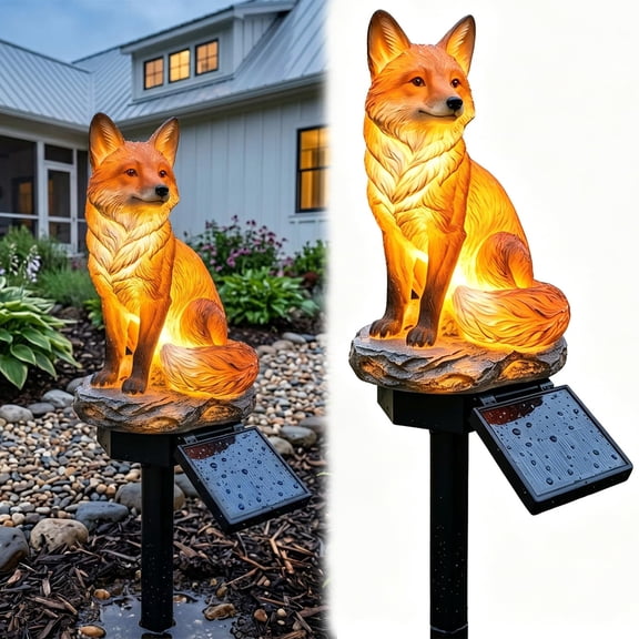 Red Fox Waterproof Solar Powered Garden Landscape Stake Light Outdoor Pathway Lights Solar Fox Garden Statue Yard Art Decor For Walkway And Flowerbed