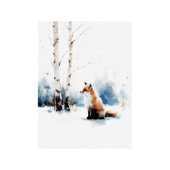 Red Fox Winter Forest Wild Animal Wall Art