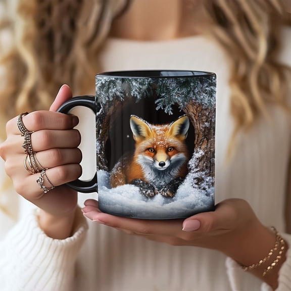 Red Fox Winter Scene Coffee Cup, Snowflake Tea Mug, Cozy Christmas Gift, Holiday Drinkware, Winter Wildlife Cup, Nature Lover Gift, foxes