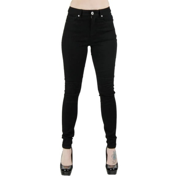 Red Fox Women & Junior Black High Waist Skinny Jeans Super Stretch Denim Comfort with 5 Pockets