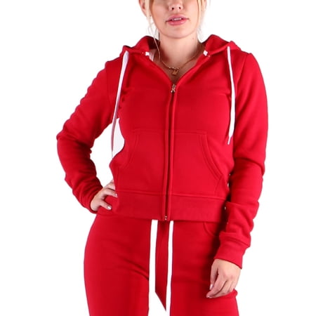 Red Fox Women's Casual Slim-Fit Fleece Full-Zip Athletic Hoodie Jacket with Pocket - Active, Running, Workout