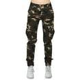 thumbnail image 1 of Red Fox Women's High Waist Camouflage Military Cargo Jogger Pants - Army Casual Olive Woodland Camo, X-Large, Plus Size, 1 of 6