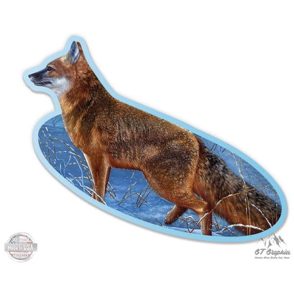 Red Fox in the Snow Winter - 3" Vinyl Sticker - For Car Laptop I-Pad Phone Helmet Hard Hat - Waterproof Decal