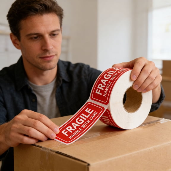 Red Fragile Warning Stickers (150 Pcs) Fragile Warning Stickers for Heavy Duty Red Caution Labels with Strong for Secure Handling