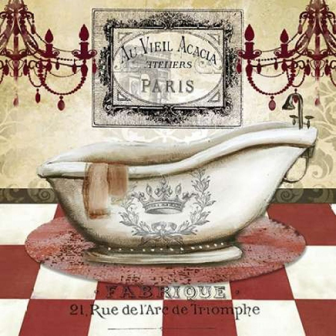 Red French Bath II Canvas Art - Tre Sorelle Studios (24 x 24)