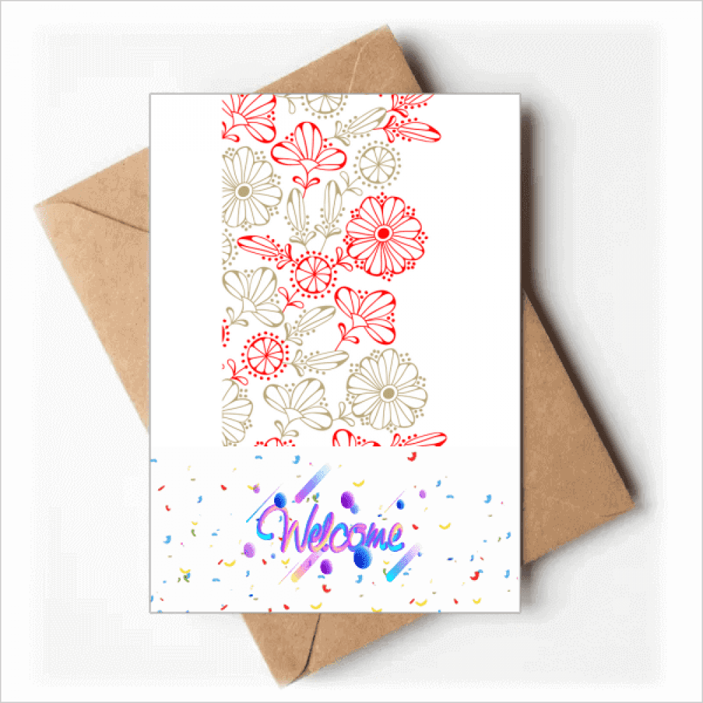 Red Fresh Flowers Grass Decorative Welcome Back Greeting Cards Envelopes Blank