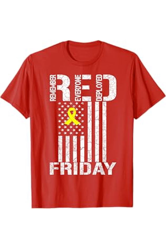 Red Friday Apparel R.E.D. Remember Everyone Deployed Graphic T-Shirt Red
