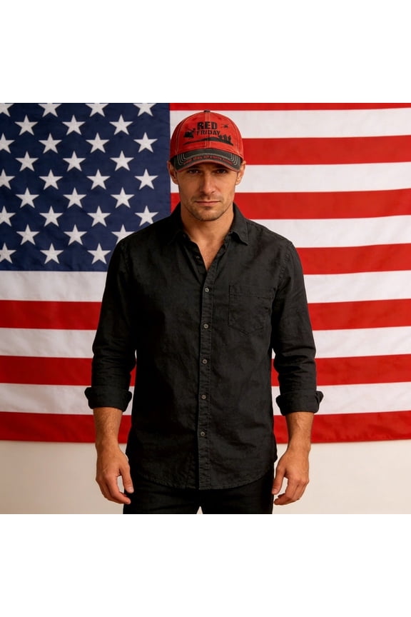 Red Friday Embroidered Baseball Cap, On Fridays We Wear Red Washed Denim Baseball Hats,Patriotic Veteran Cap for Men & Women