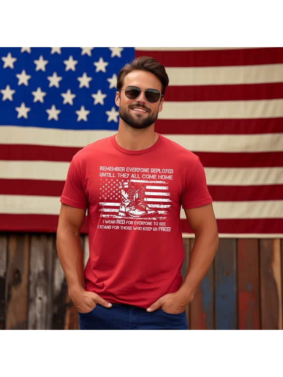 Red Friday Remember Everyone Deployed American Flag Military T-Shirt