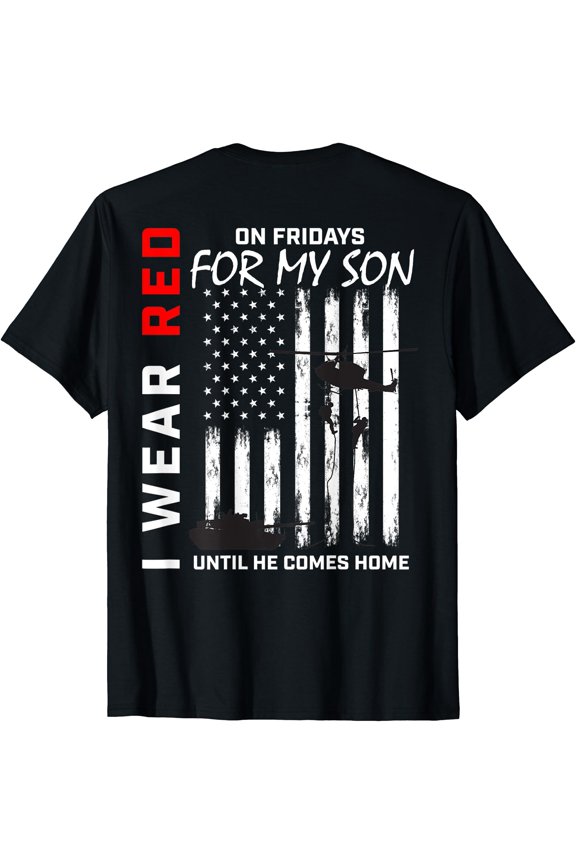 Red Friday Son Military Remember Everyone Deployed USA Flag T-Shirt, Unisex T-Shirt