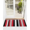 thumbnail image 1 of Red and Front Door Mat Black Striped Abstract Geometric Vertical Stripes Welcome Doormat Indoor Outdoor Entrance Floor Mat Non-Slip Washable Runner Rug for Front Porch Decor 18x47 Inch, 1 of 6