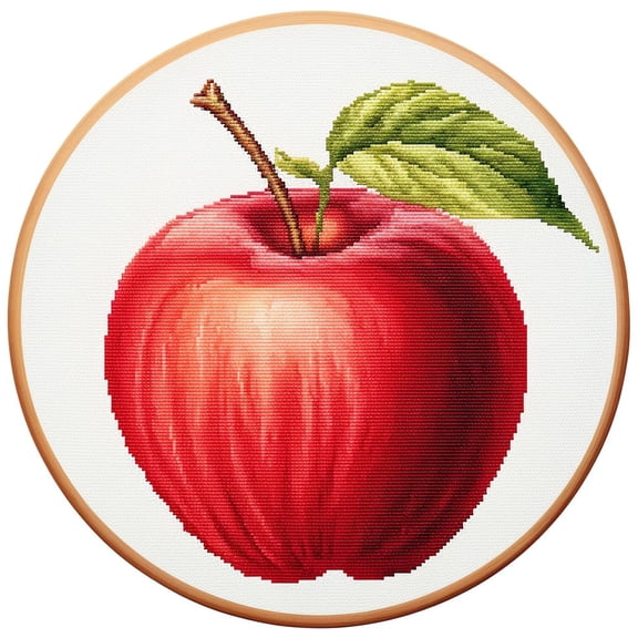 Red Fruit 11CT Stamped Cross Stitch Kits Easy for Beginners Child with Hoop DIY Needlepoint Counted Embroidery Kits Art Craft Wall Decor 12x12IN(2)