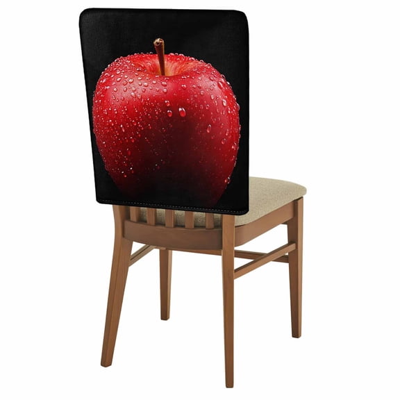 Red Fruit Chair Back Covers Set of 1, Real Black Background Stretch Dining Chair Back Slipcovers Removable Seat Cover for Kitchen Restaurant Hotel Cafe
